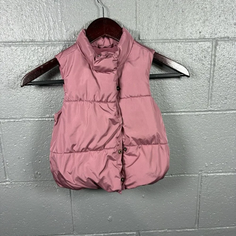 Old Navy Puffer Vest Girls 3T Lightweight Cozy Winter Outerwear Soft Pink